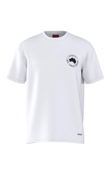 Koszulki HUGO Australia Print Białe Męskie (Pl40443)
